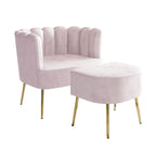 CraftPorch Luxurious Velvet Upholstered Accent Chair with Stool