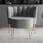 CraftPorch Luxurious Velvet Upholstered Accent Chair with Stool