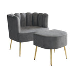 CraftPorch Luxurious Velvet Upholstered Accent Chair with Stool