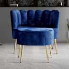 CraftPorch Luxurious Velvet Upholstered Accent Chair with Stool
