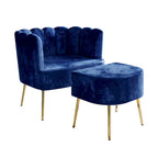 CraftPorch Luxurious Velvet Upholstered Accent Chair with Stool