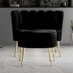 CraftPorch Luxurious Velvet Upholstered Accent Chair with Stool