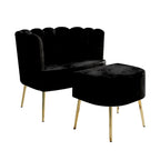 CraftPorch Luxurious Velvet Upholstered Accent Chair with Stool