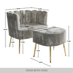 CraftPorch Luxurious Velvet Upholstered Accent Chair with Stool