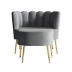 CraftPorch Luxurious Velvet Upholstered Accent Chair with Stool