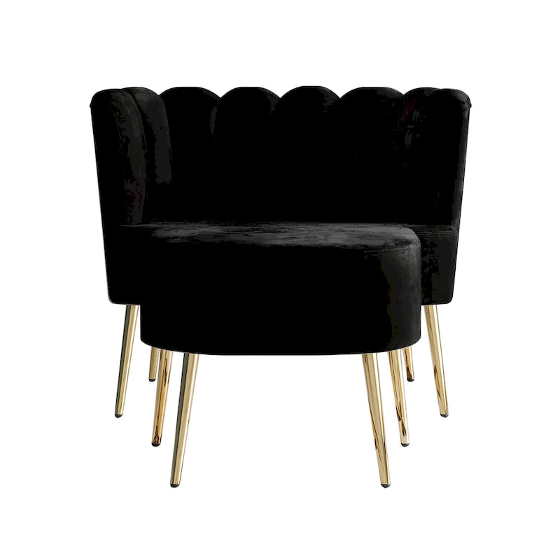CraftPorch Luxurious Velvet Upholstered Accent Chair with Stool