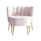 CraftPorch Luxurious Velvet Upholstered Accent Chair with Stool