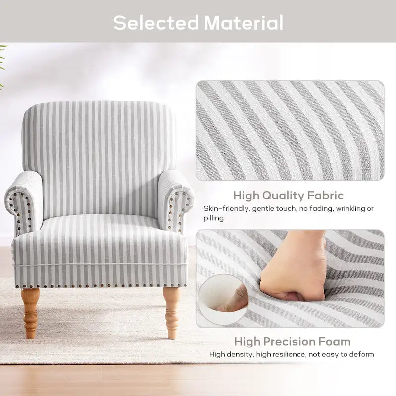 Upholstered Accent Sofa Linen Club Chair with Legs for Living Room
