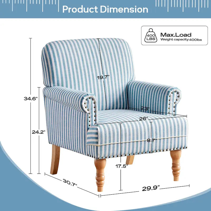 Upholstered Accent Sofa Linen Club Chair with Legs for Living Room
