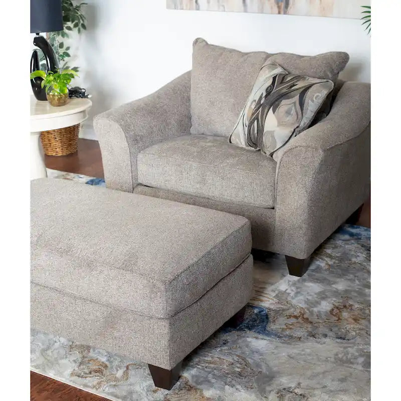 Roundhill Furniture Camero Contemporary Fabric Accent Chair and Ottoman Set