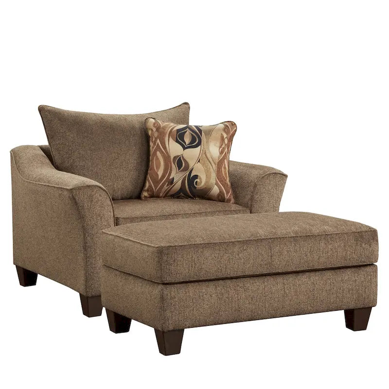 Roundhill Furniture Camero Contemporary Fabric Accent Chair and Ottoman Set