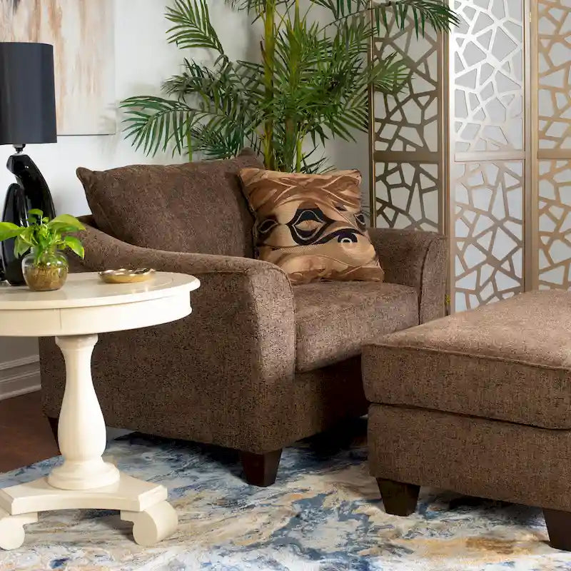 Roundhill Furniture Camero Contemporary Fabric Accent Chair and Ottoman Set
