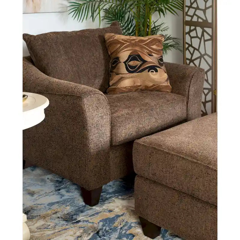 Roundhill Furniture Camero Contemporary Fabric Accent Chair and Ottoman Set