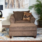 Roundhill Furniture Camero Contemporary Fabric Accent Chair and Ottoman Set