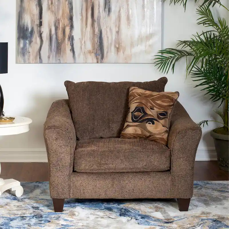 Roundhill Furniture Camero Contemporary Fabric Accent Chair and Ottoman Set