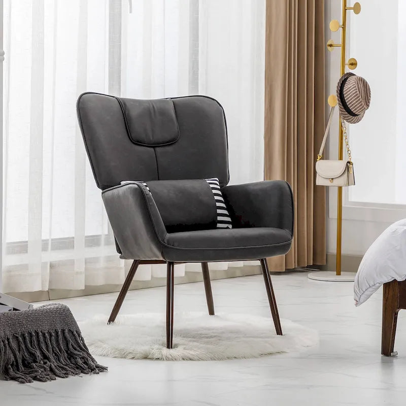 Hausfame Faux Leather Wingback Accent Chairs Living Room Chairs