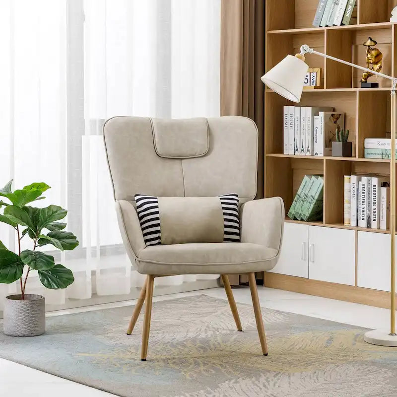 Hausfame Faux Leather Wingback Accent Chairs Living Room Chairs