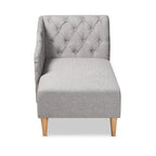 Baxton Studio Emeline Fabric Upholstered Oak Finished Wood Chaise Lounge