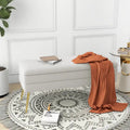 Velvet Storage Ottoman Bench with Metal Legs