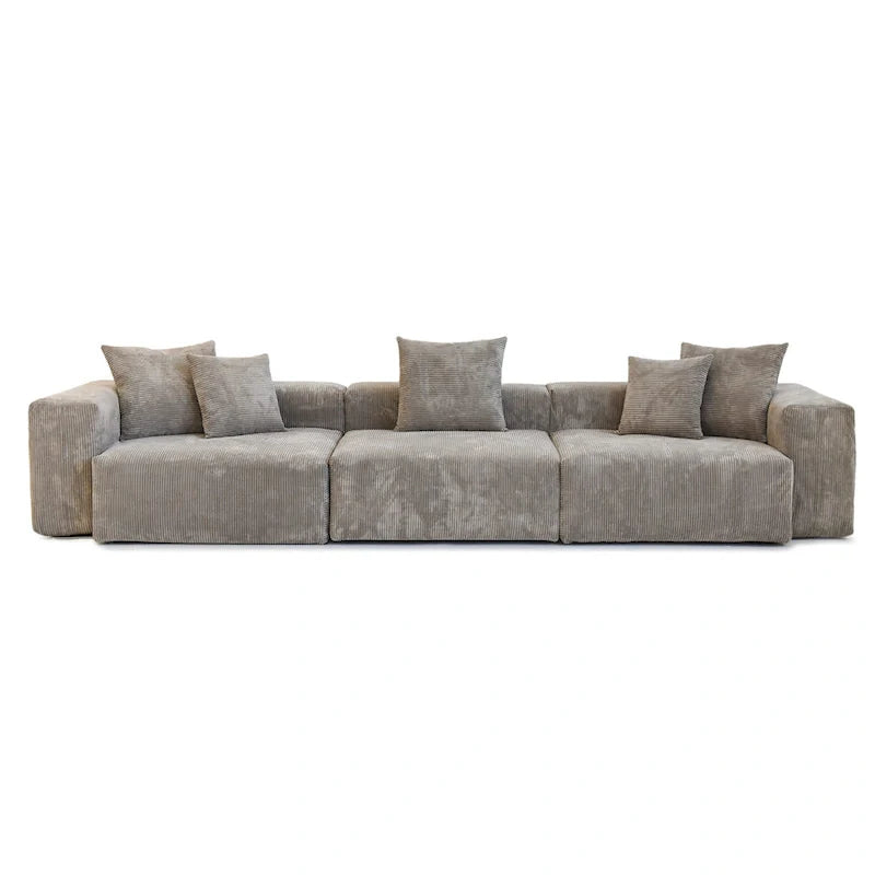 142 Contemporary Corduroy Sectional Sofa Classic Deep Couch