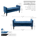 Porthos Home Brett Velvet Storage Bench with Rubberwood Legs