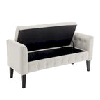 Porthos Home Brett Velvet Storage Bench with Rubberwood Legs