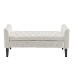 Porthos Home Brett Velvet Storage Bench with Rubberwood Legs