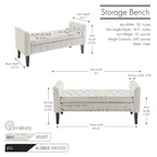 Porthos Home Brett Velvet Storage Bench with Rubberwood Legs