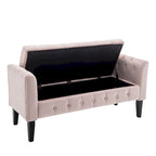 Porthos Home Brett Velvet Storage Bench with Rubberwood Legs