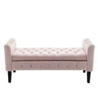 Porthos Home Brett Velvet Storage Bench with Rubberwood Legs
