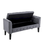 Porthos Home Brett Velvet Storage Bench with Rubberwood Legs