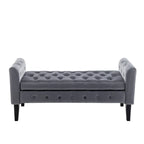 Porthos Home Brett Velvet Storage Bench with Rubberwood Legs