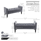 Porthos Home Brett Velvet Storage Bench with Rubberwood Legs