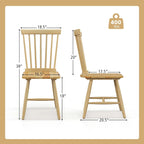 2 PCS Windsor Dining Chairs Armless Spindle Back Wood Black/Natural