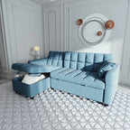L-shaped Pull-out Sleeper Sectional Sofa Bed with Storage Chaise