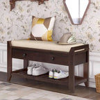 39 Modern Versatile Entry Upholstered Storage Bench with Shoe Rack and Drawers
