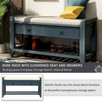 39 Modern Versatile Entry Upholstered Storage Bench with Shoe Rack and Drawers