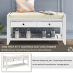39 Modern Versatile Entry Upholstered Storage Bench with Shoe Rack and Drawers