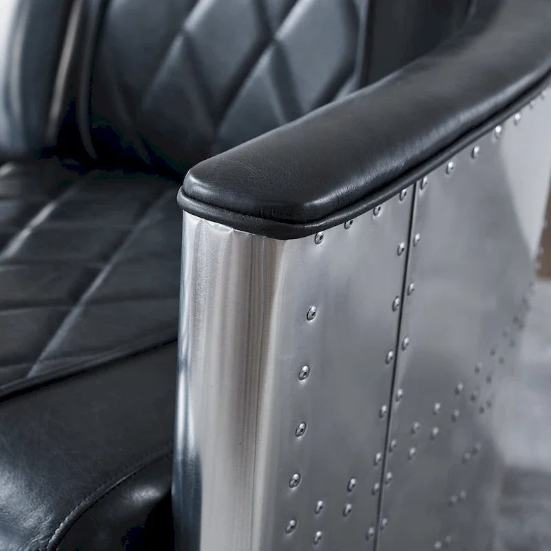 Art Leon IndustrIal Retro Top Grain Leather & Aluminum Accent Chair
