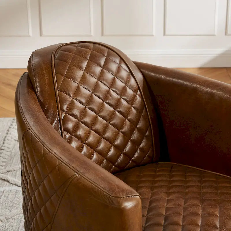 Art Leon IndustrIal Retro Top Grain Leather & Aluminum Accent Chair