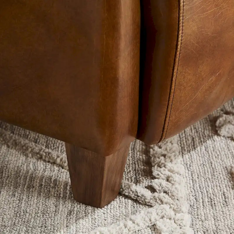 Art Leon IndustrIal Retro Top Grain Leather & Aluminum Accent Chair