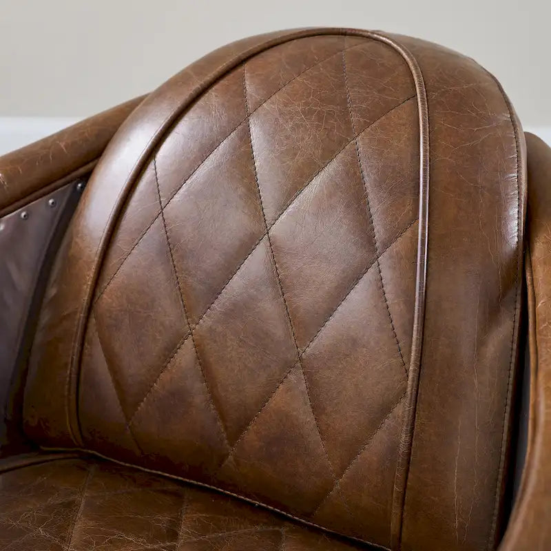 Art Leon IndustrIal Retro Top Grain Leather & Aluminum Accent Chair