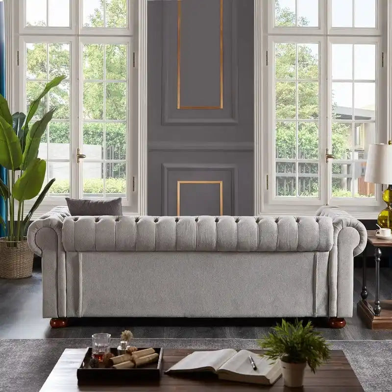Chesterfield Sofa in Linen Fabric
