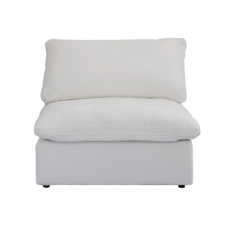 160 in. Free Combination Overstuffed Down Filled Comfort Linen U-shape 6-Seat Sofa Modular Sectional with Ottoman