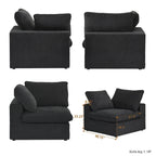 160 in. Free Combination Overstuffed Down Filled Comfort Linen U-shape 6-Seat Sofa Modular Sectional with Ottoman