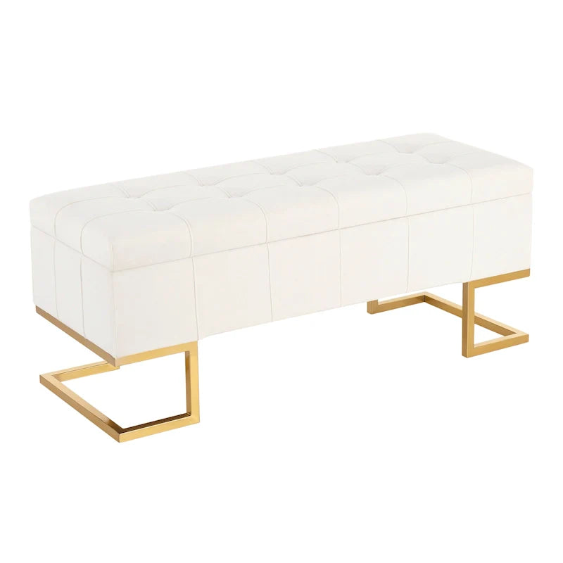 Silver Orchid Crossgar Velvet Storage Bench with Flip-Top Lid