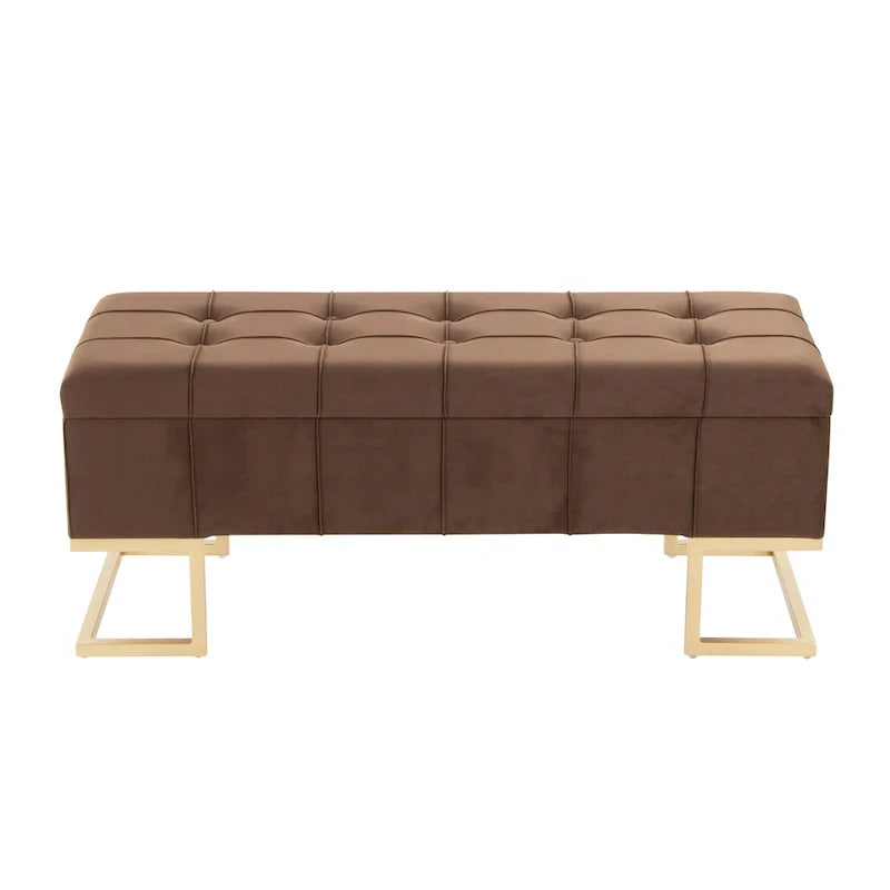 Silver Orchid Crossgar Velvet Storage Bench with Flip-Top Lid