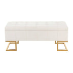 Silver Orchid Crossgar Velvet Storage Bench with Flip-Top Lid