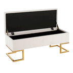 Silver Orchid Crossgar Velvet Storage Bench with Flip-Top Lid