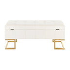Silver Orchid Crossgar Velvet Storage Bench with Flip-Top Lid